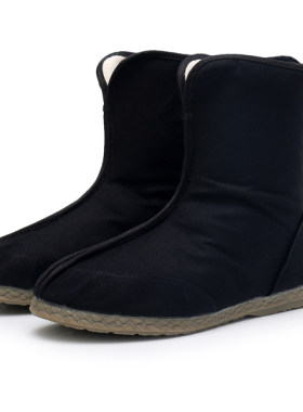 春夏人气单靴老布靴牛筋底新疆民族风短筒复古简约中国风汉服男靴