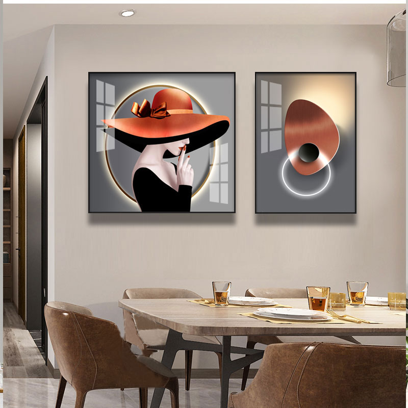 餐厅装饰画晶瓷画镶钻组合画现代简约饭厅挂画北欧W餐桌墙面壁画图片