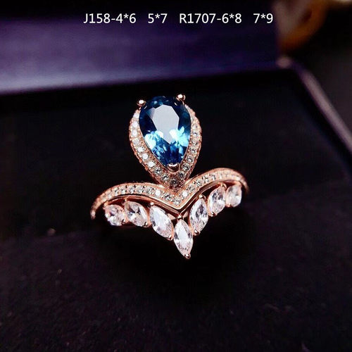 银饰戒托空拖925银托帕石戒指空托定制 女开口水滴6*8和6*9加工