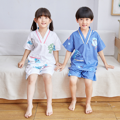 宝宝汗蒸服儿童纯棉浴服家t居桑拿服男童女童大童小童小孩全棉卡