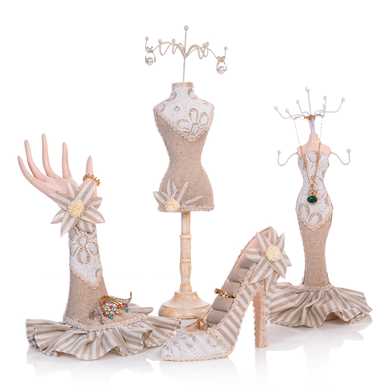 创意模特项链展示架套装公主礼物首饰架收纳耳环架戒指座饰品架子