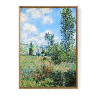 饰画有框酒店卧室油画餐厅电表箱成品挂画风景 莫奈客厅装 田野