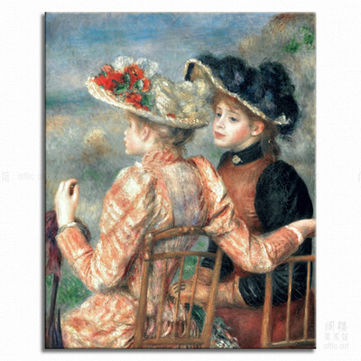 两女郎 Renoir 雷诺阿印象派客厅 艺术K 装饰画客厅书房卧室衣帽
