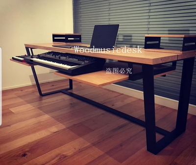 简约经济实木琴桌电钢琴录音棚工作台音乐工作桌编曲工作调音台桌