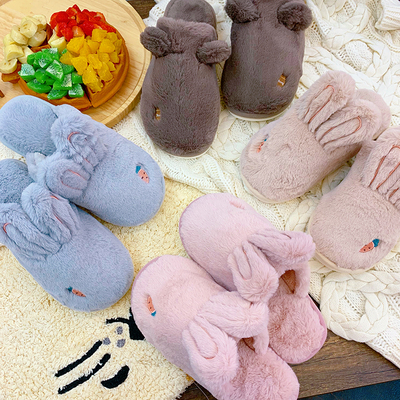极速冬季毛茸茸可爱拖鞋男女家用居家保暖加厚卡通U毛绒兔子棉拖