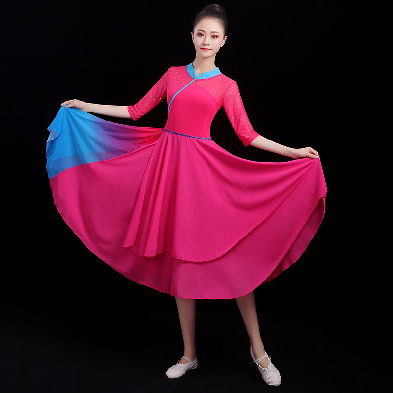 速发雨夜广舞舞服装2021新款套装中老年跳衣场服红枣树舞蹈连衣裙