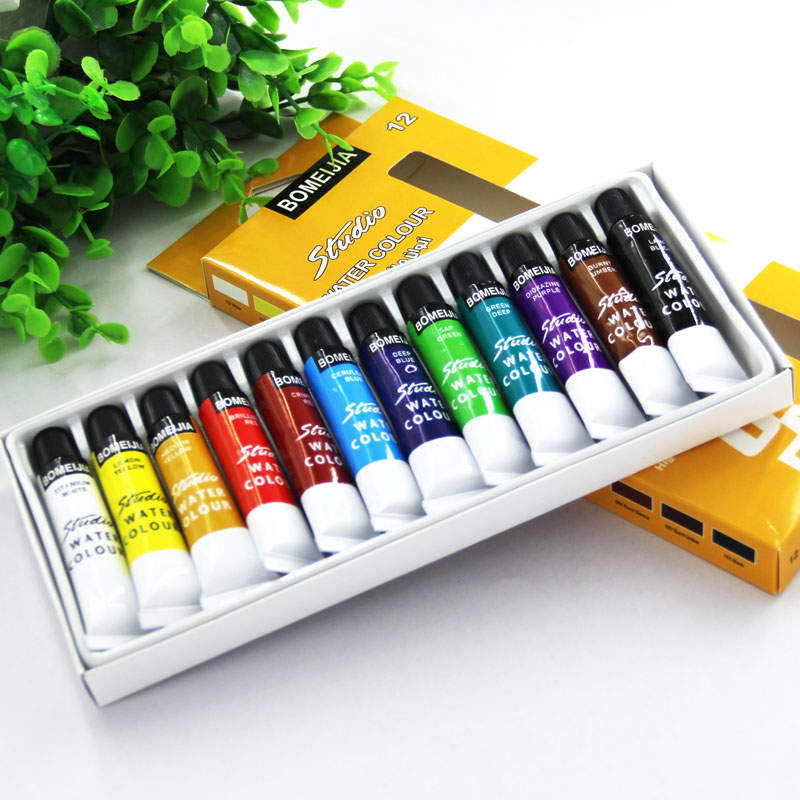 速发12色水彩颜料套装 1绘盒装幼儿园小学儿美2画画材料 童术用品