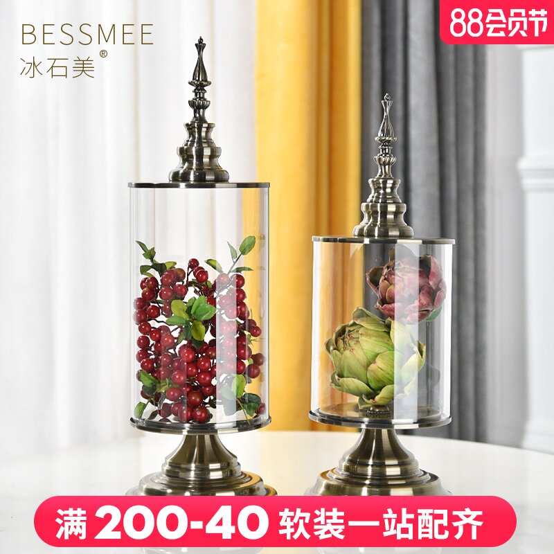 速发欧式客厅插花花瓶储物璃玻罐创意透明奢华装件品摆饰电视柜茶