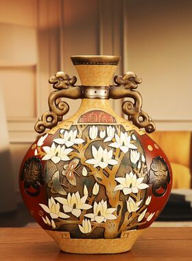 新品中式陶瓷花瓶手工艺品摆件玄关客H厅电视柜创意家居饰品博古