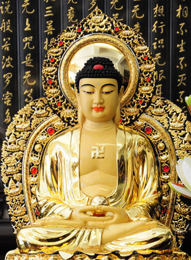 速发祖铜鎏金释迦牟尼佛像阿佛陀佛像药师佛三宝佛像如来弥纯摆件