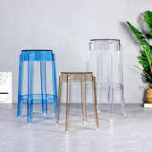 极速塑料凳家用简约吧凳北欧y透明吧台凳幽灵等候凳高脚凳亚克力