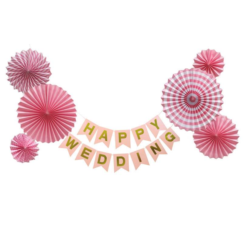 速发结婚角旗三挂旗背景墙婚房布置烫尾旗布旗纸质婚房装饰拉置