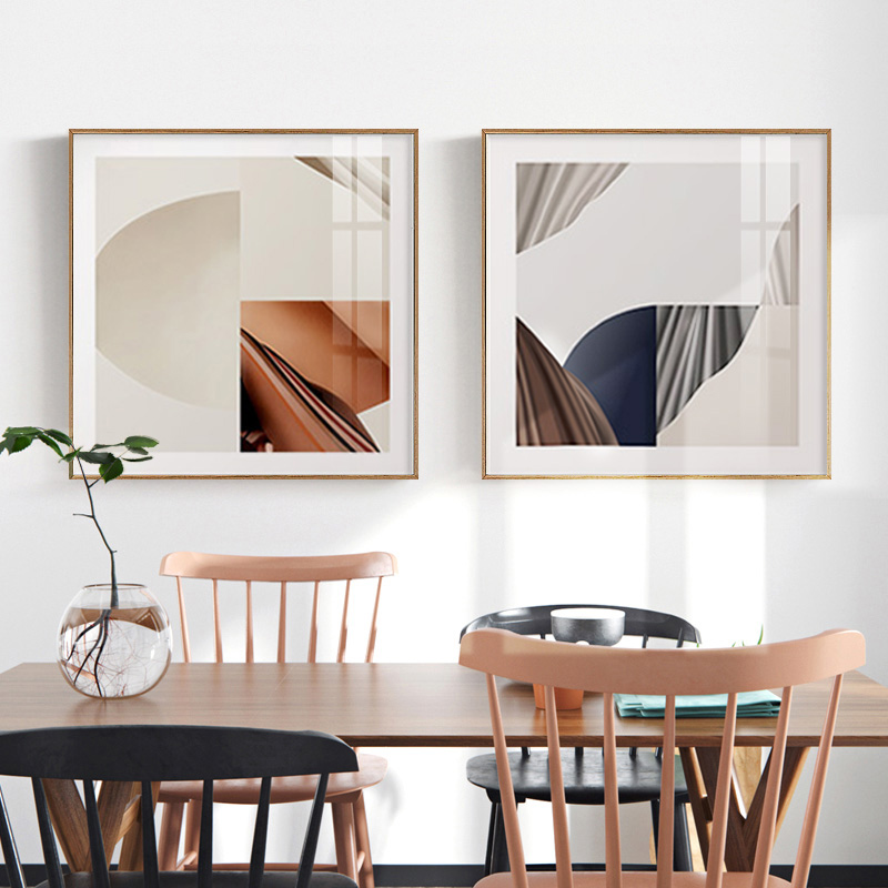 速发约简餐厅装头画抽象饭厅挂画客厅背景墙三联画方形床饰组合画