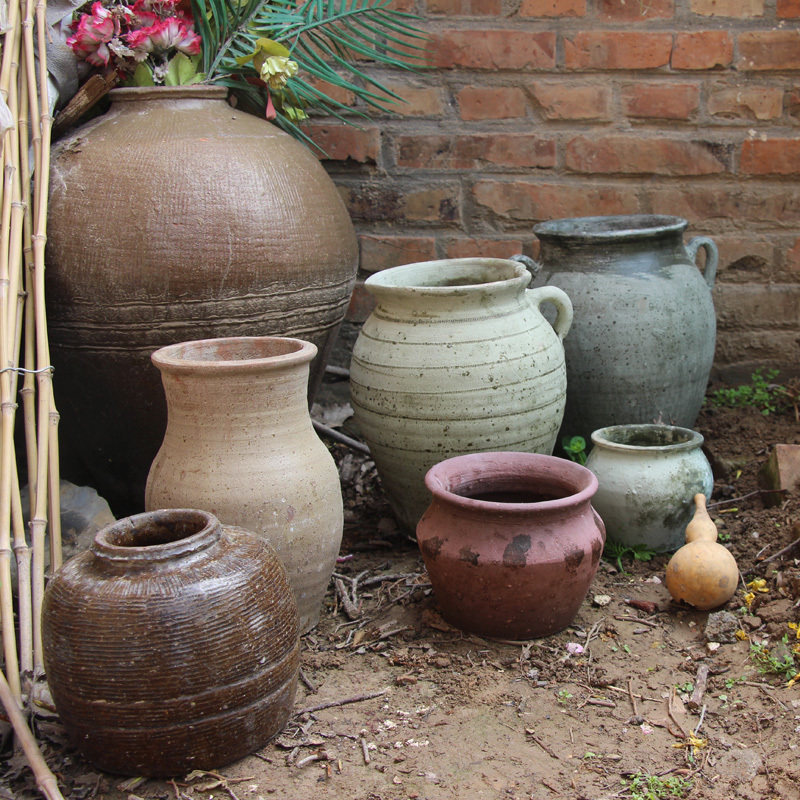 粗陶花盆复古红泥陶土花盆多肉老庄高款老桩户外花园庭院陶罐花盆