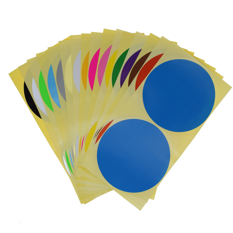 100mm彩色圆形圆点不干胶标签白色贴纸10厘米颜色分类标贴口取纸