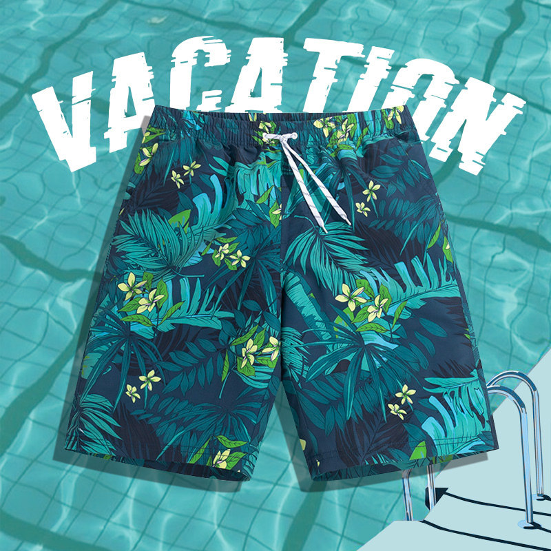 速发沙滩裤园泳裤男生速干可下水上游乐海边2021新款宽松五分防尴