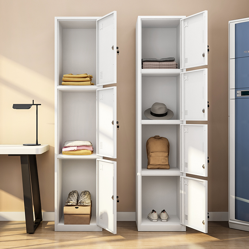 员工宿舍更衣柜办公室钢制储物独门柜工具窄小斗柜带锁家用铁皮柜