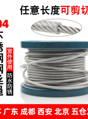 304不锈钢包塑钢丝绳晾衣绳带皮包胶涂塑细软绳1/2/3/4/5mm