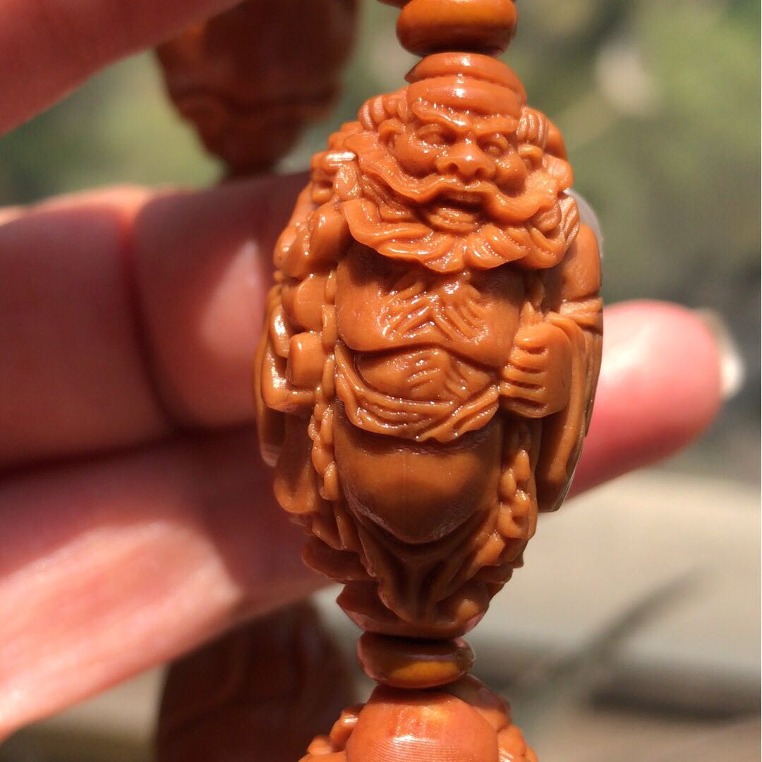 文玩橄榄核雕刻手串钟馗捉鬼1.9大核雕刻男款手串苏工手工雕刻