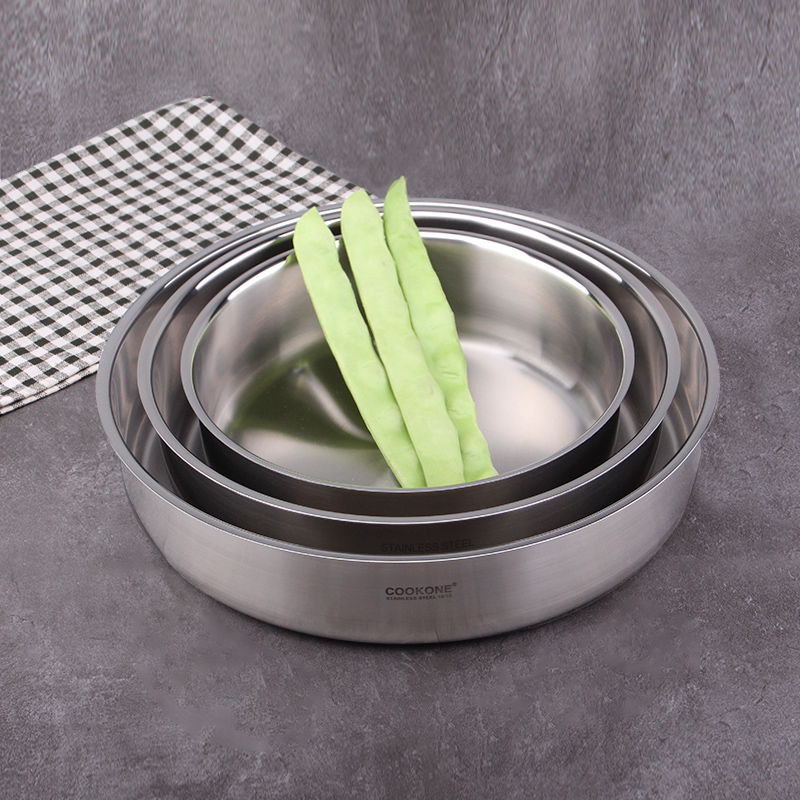 德国0不锈钢大圆盘蒸年糕凉皮盘水果蛋糕海鲜盘烤鱼烤肉盆