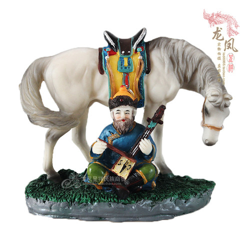 内蒙古工艺品 旅游纪念品 彩色树D脂手工艺摆件摆设 老人拉马头琴