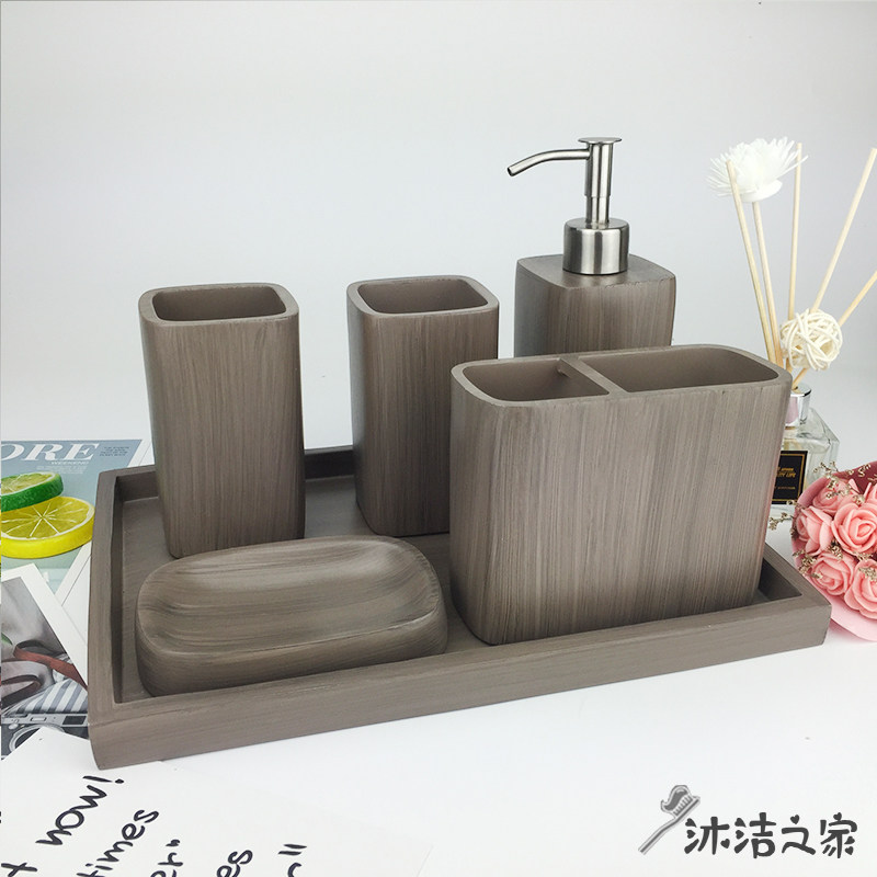 创意卫浴五件套浴室洗漱套装欧z式卫生间用品套件刷牙杯漱口杯套