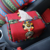 汽车载纸巾盒车用抽纸盒民族风遮阳板纸J巾盒挂式 可爱女汽车内饰