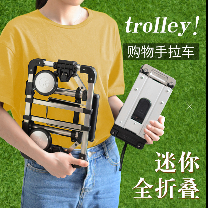 便携拉杆车买菜车小拉车可折叠手拉车拖车行李车拉货车.老年购物