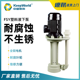 中盛联科FSY塑料液下泵立式耐酸碱电镀防腐蚀化工泵海水潜水泵