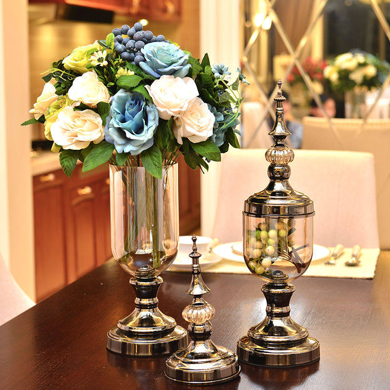 欧式美式玻璃创意现代家居装饰品摆件 客厅样Q板房电视柜装饰花瓶,家居饰品,装饰摆件,淘宝优惠券,粉丝福利购,淘宝优惠卷