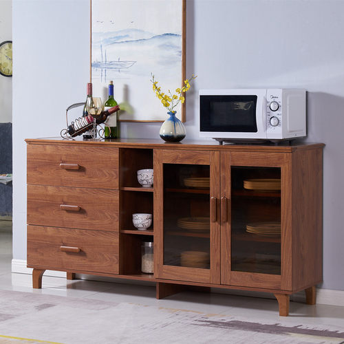 餐边柜酒柜靠墙家用客p厅柜子现代简约储物柜实木色厨房碗柜茶水