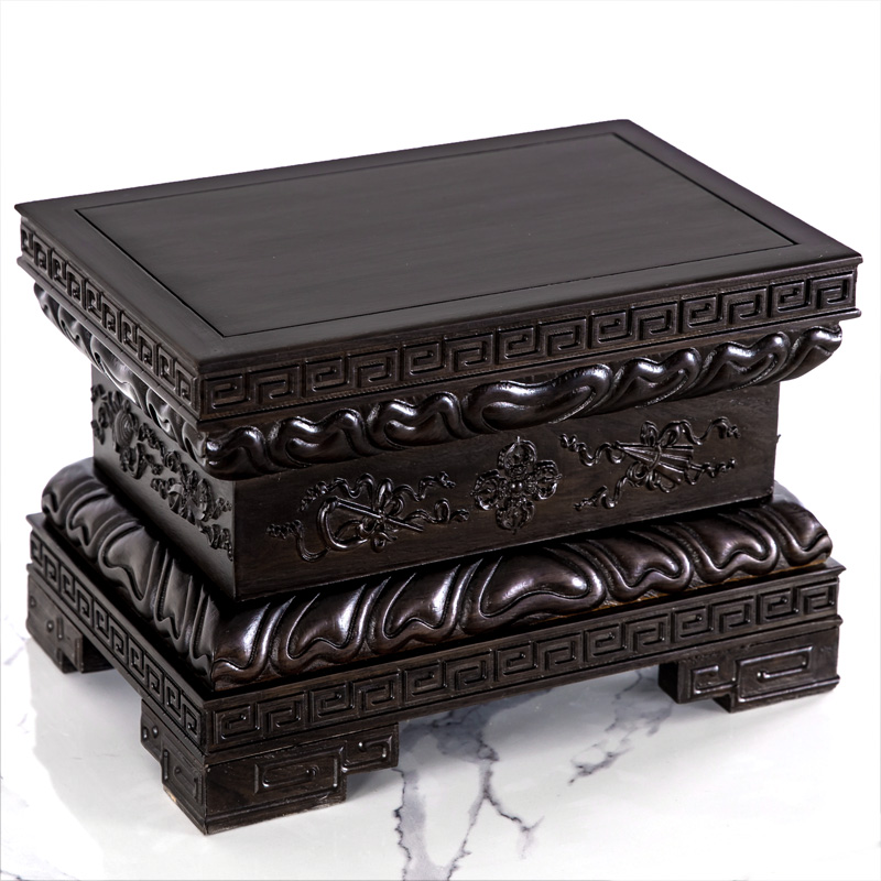 黑檀佛像木底座加高座台佛台坐台实木观音莲花财神关公貔貅摆件架