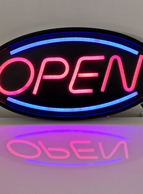 open sign霓虹灯广告牌玻璃门橱窗悬挂发光led灯牌营业中挂牌带灯
