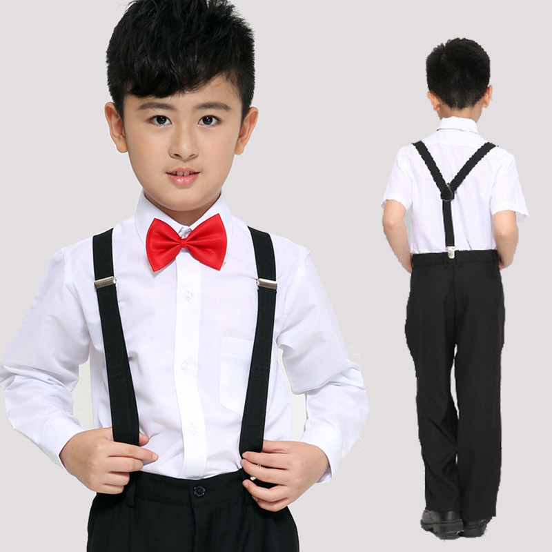 儿童礼服幼儿男童朗诵表演服背带裤中小学生合唱服毕业.照演出服
