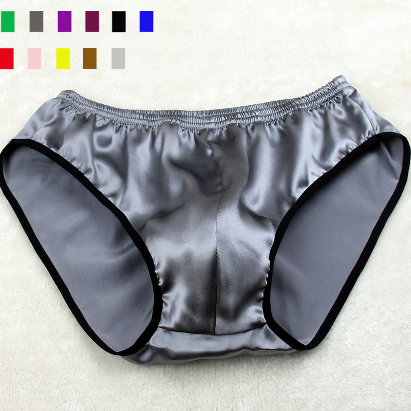 加大码中腰 100%桑蚕丝 真丝内裤 男士 L三角内裤 U型囊凸保健透