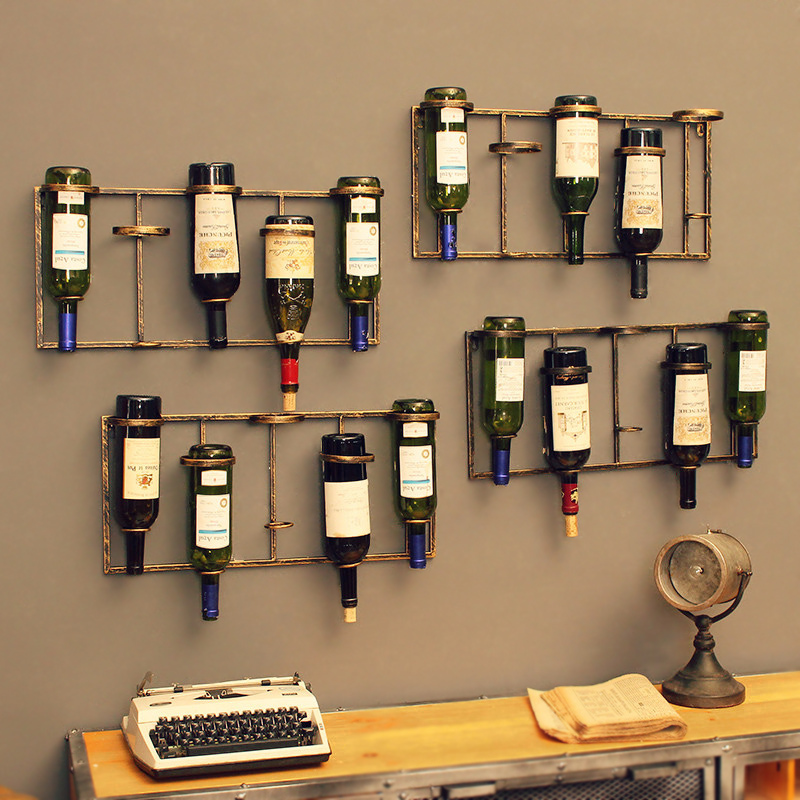 美式墙壁红酒架挂件创p意铁艺酒吧装饰置物架壁挂展示墙面葡萄酒