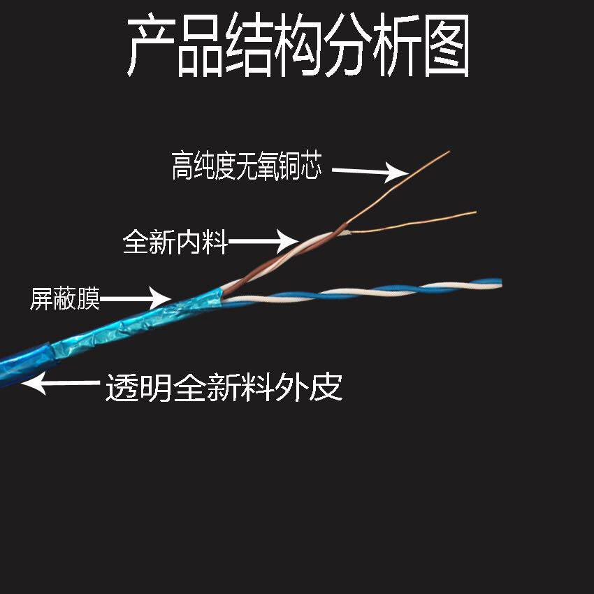四芯电话线带屏蔽室内室外 电话线4芯 纯铜座机线100米双绞网络线