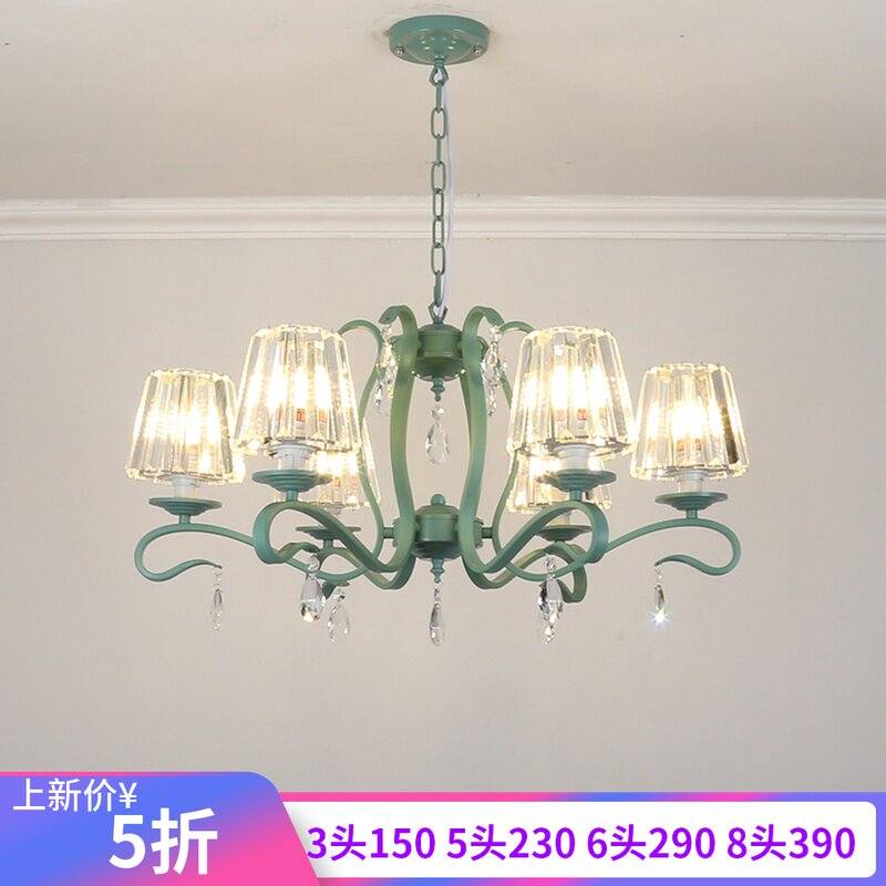 欧式水晶吊灯绿色客厅灯餐厅灯具创意个性法式轻奢卧室法式吊灯