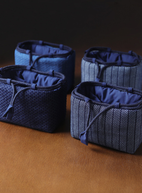 春泥蓝色加厚茶壶茶具茶杯收纳包旅行包布袋中式手提一壶两杯布包