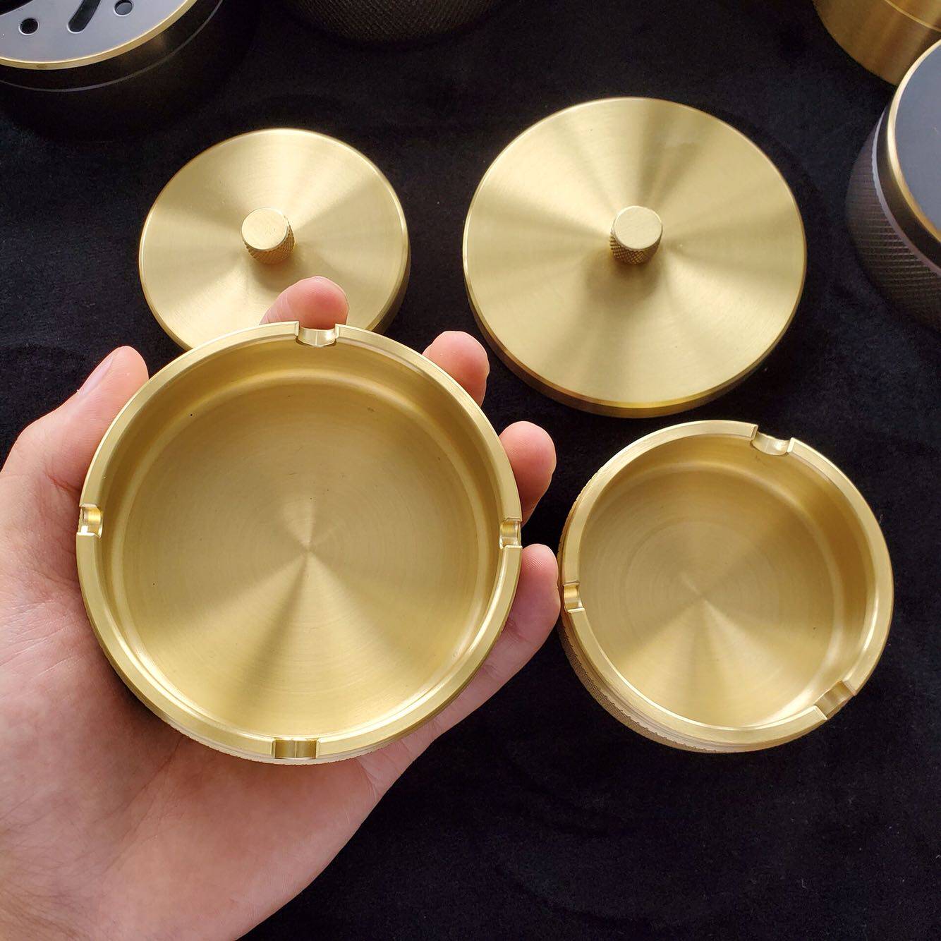 【祝融烟具】纯铜烟灰缸创意北欧风防飞灰大号带盖客厅个性烟灰缸