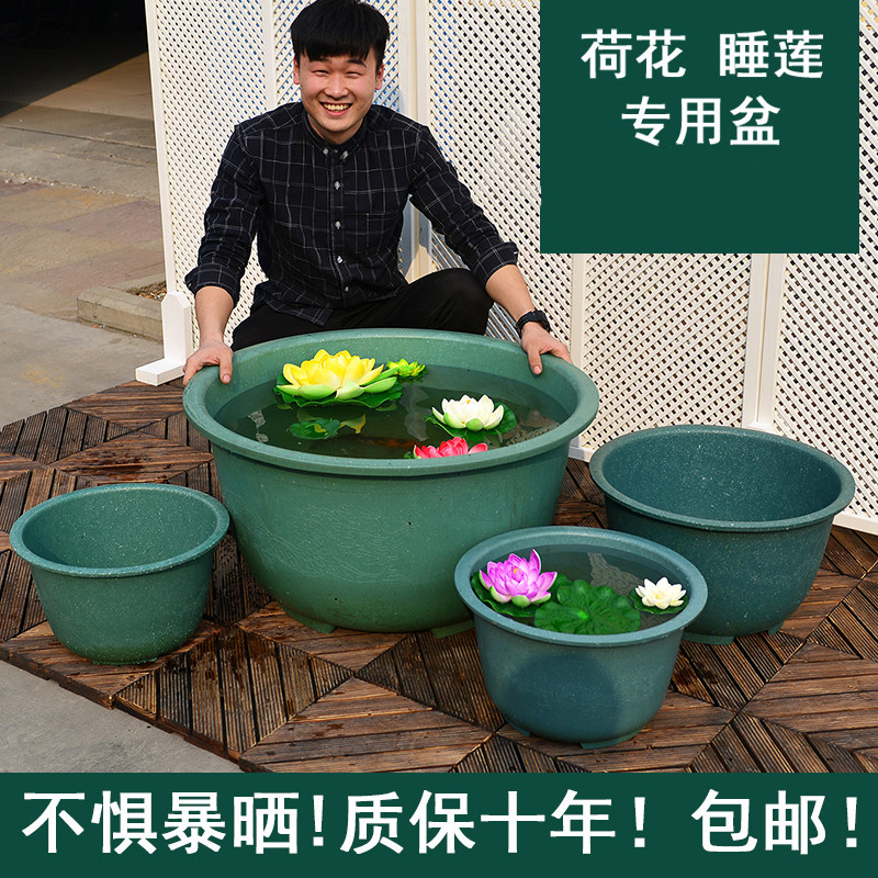 睡莲盆缸塑料水培花盆加厚树脂养鱼家用庭院大花盆发财树特大荷花