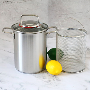 配炸篮小身材大容量18/10不锈钢小汤锅高汤锅芦笋锅16cm炸锅粥锅