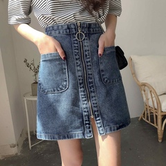 胖mm大码开e叉牛仔半身裙女2021新款夏季高腰显瘦a字短款包臀裙春