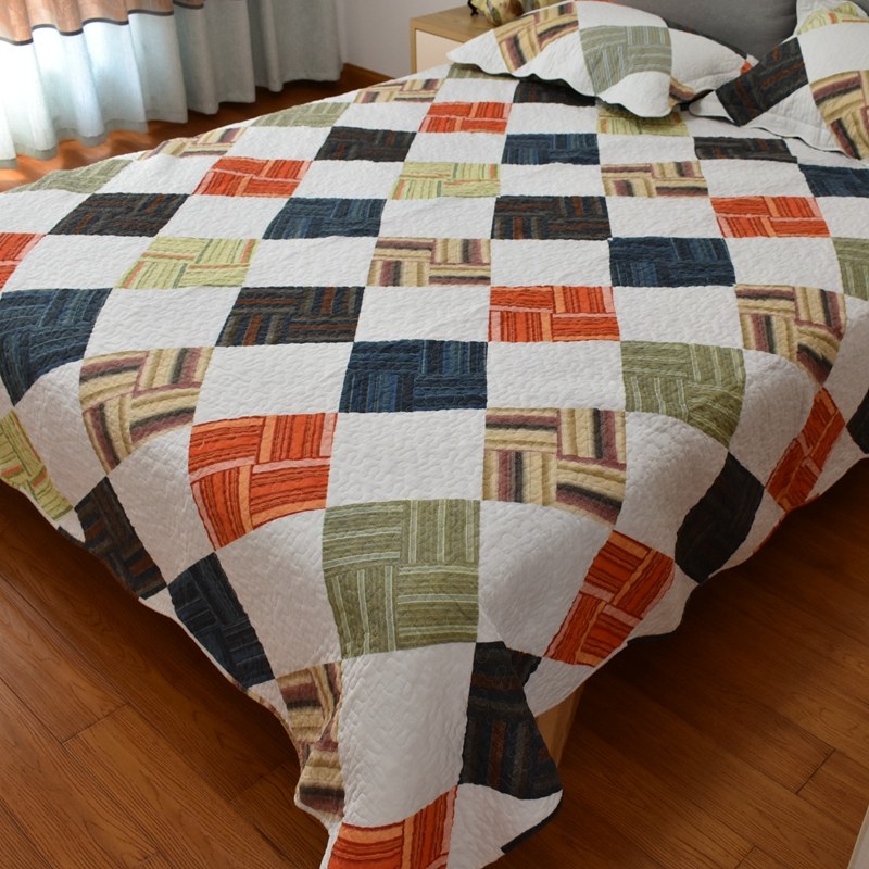 纯棉绗缝加厚床单单件双面全棉床盖三件套双人床罩被单夹棉欧式