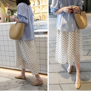孕妇装波点半身裙夏天外出时尚款2021新款网红款中长款托腹裙子