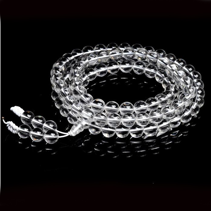 天然 白水晶手链 108颗白水晶佛珠手串 多圈108粒白水晶手排