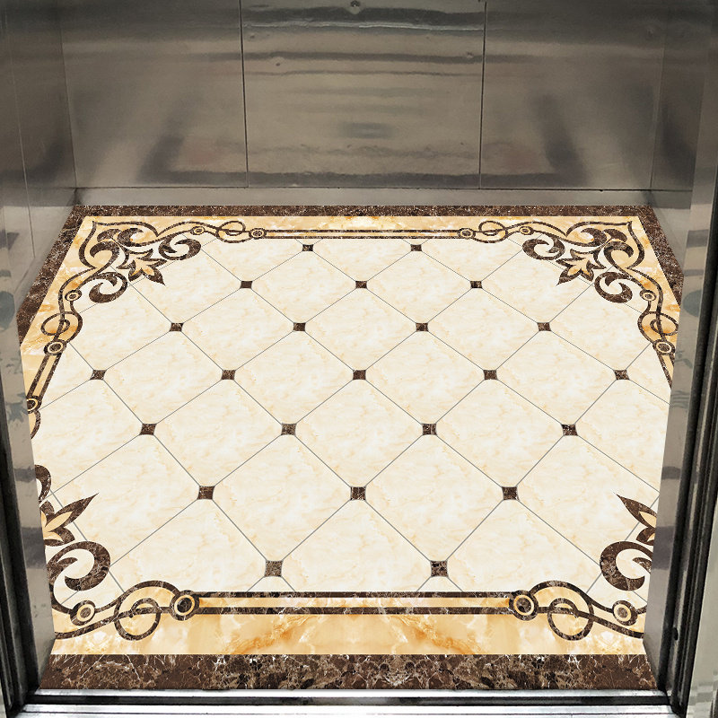 电梯地毯欧式大理石风格酒店电梯轿厢地垫定制可擦洗pvclogo订制