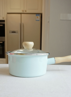 PAGOO珐琅搪瓷锅日式单柄带盖奶锅汤锅辅食锅泡面锅小煮锅电磁炉