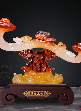 鸿福如意中式摆件创意树脂工艺品客厅办公室家居装饰摆设商务礼品
