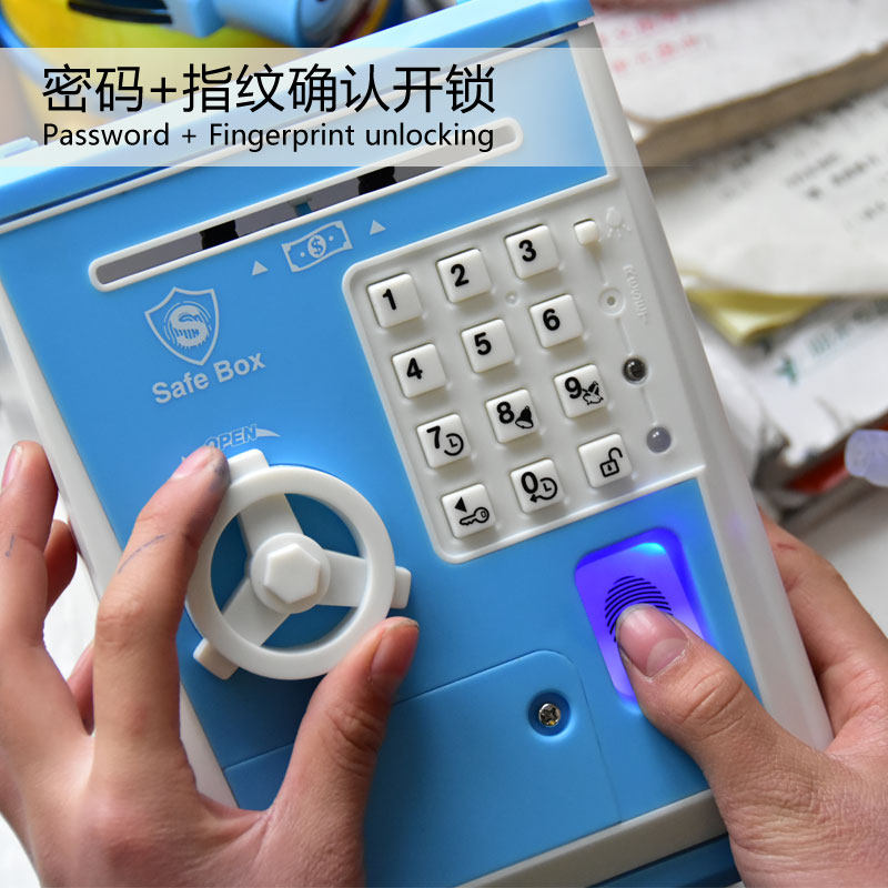 指纹密码存钱罐儿童智能存款机保险柜小孩男孩可存可取网红储蓄箱